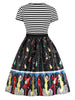 Vintage Striped Printed High Waist Dress