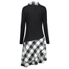 Stand Collar Long Sleeve Plaid Spliced Lace Plus Size Women Dress