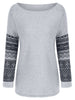 Casual Scoop Neck Geometric Print Spliced Thick Sweatshirt For Women