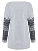 Casual Scoop Neck Geometric Print Spliced Thick Sweatshirt For Women