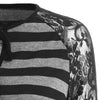 Long Sleeve Lace Insert Striped T-shirt