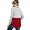 Color Blocking Drawstring Cowl Neck Sweatshirt