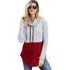 Color Blocking Drawstring Cowl Neck Sweatshirt
