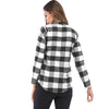 V Neck Long Sleeve Checkered Print Women Shirt