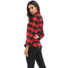 V Neck Long Sleeve Checkered Print Women Shirt