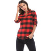 V Neck Long Sleeve Checkered Print Women Shirt
