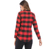 V Neck Long Sleeve Checkered Print Women Shirt