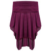 Off The Shoulder Asymmetric Overlap Solid Color Knit Poncho Women Pullover Blouse