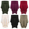 Off The Shoulder Asymmetric Overlap Solid Color Knit Poncho Women Pullover Blouse
