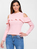 Open Shoulder Ruffled Knitwear