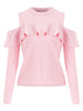 Open Shoulder Ruffled Knitwear