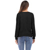 Round Collar Long Sleeve Button Loose Women T-shirt