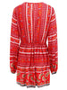 Elastic Waist Long Sleeve Bohemia Print Dress