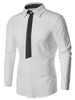 Color Block Hidden Button Casual Shirt