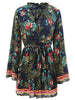 Tie Collar Vintage Floral Printed Dress