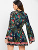 Tie Collar Vintage Floral Printed Dress