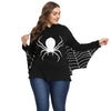 Hooded Collar Long Batwing Sleeve Spider Web Print Halloween Women Hoodie