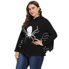 Hooded Collar Long Batwing Sleeve Spider Web Print Halloween Women Hoodie