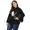 Hooded Collar Long Batwing Sleeve Spider Web Print Halloween Women Hoodie