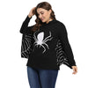 Hooded Collar Long Batwing Sleeve Spider Web Print Halloween Women Hoodie