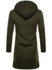 Open Front Long Sleeve Longline Hoodie