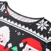 Round Collar Long Sleeve Santa Claus Print Women Dress