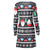 Round Collar Long Sleeve Santa Claus Print Women Dress