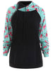 Floral Print Kangaroo Pocket Hooded Hoodie