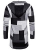Color Block Collarless Hooded Longline Cardigan