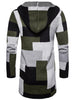 Color Block Collarless Hooded Longline Cardigan