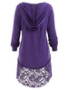 Long Sleeve Lace Panel Hooded T-shirt