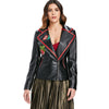 Appliqued PU Biker Jacket