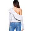Skew Neck Ruffled Knitwear
