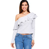 Skew Neck Ruffled Knitwear