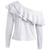 Skew Neck Ruffled Knitwear