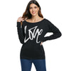 Love Pattern Dropped Shoulder Sweatshirt