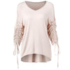 Long Sleeve Asymmetrical T-shirt with Drawstring