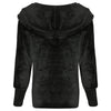 Hooded Long Sleeve Faux Fur Fleece Open Front Solid Color Coat Women Hoodie