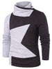 Shawl Collar Color Block T-shirt