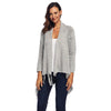 Collarless Long Sleeve Open Front Fringed Asymmetric Button Women Cardigan