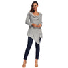 Collarless Long Sleeve Open Front Fringed Asymmetric Button Women Cardigan