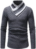 Stand Collar Zig Zag Pattern Knit Sweater