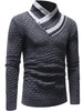 Stand Collar Zig Zag Pattern Knit Sweater