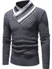 Stand Collar Zig Zag Pattern Knit Sweater