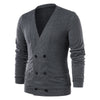Collarless Double Breasted Solid Color Cardigan