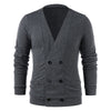 Collarless Double Breasted Solid Color Cardigan
