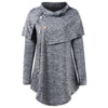 Long Sleeve Marled Button Capelet T-shirt