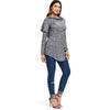 Long Sleeve Marled Button Capelet T-shirt