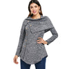 Long Sleeve Marled Button Capelet T-shirt