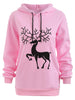 Christmas Reindeer Print Drawstring Hoodie